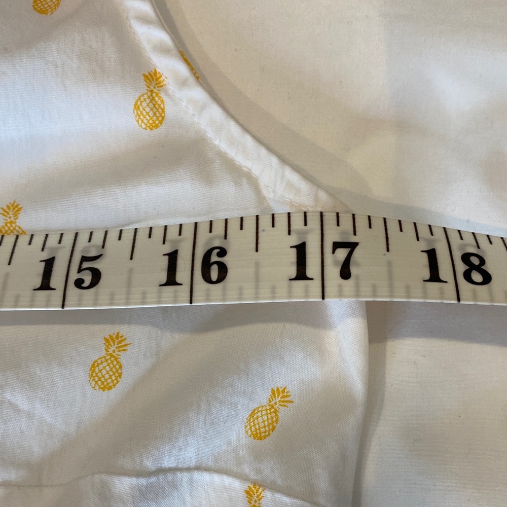 Twik White Yellow Pineapple Print Sleeveless Button Front Shirt Summer P/S - Picture 14 of 15